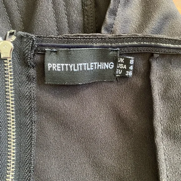 PrettyLittleThing Black Satin Double Lace Up Crop Corset Size 4 - Picture 6 of 9